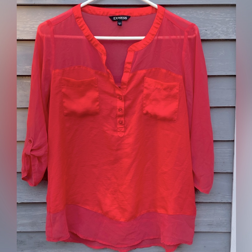 Sheer V-Neck Sheer Blouse by Express.  Size M.